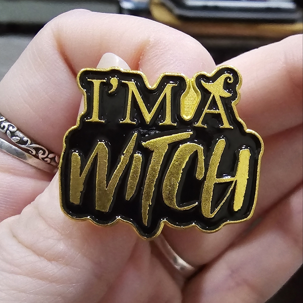 Metal Enamel Lapel Pin | I'm A Witch | Gold & Black